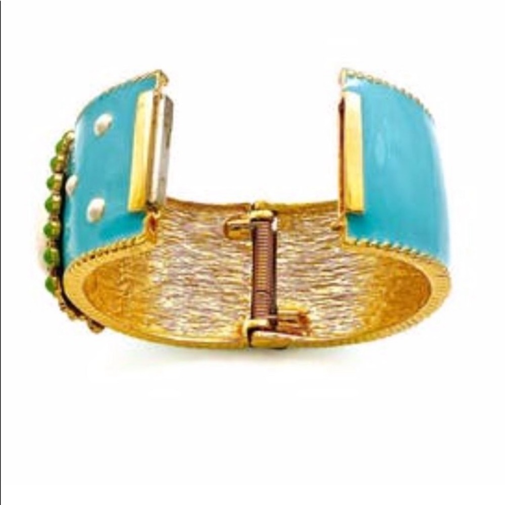 Stella & Dot | Colorburst Enamel Hinged Cuff Bracelet Turquoise + Green … - Picture 7 of 10
